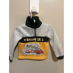 Vintage 80's Fun Bunch Kids Baby Sweatshirt Sz 12 Months Firetruck Half Zip
